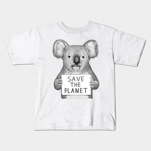 Koala save the planet Kids T-Shirt by NikKor